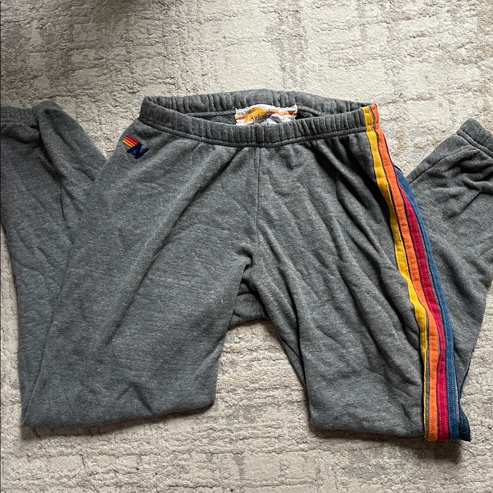 Used condition Gray Aviator Nation striped sweats